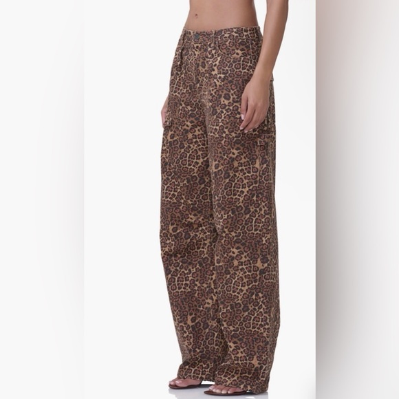 AFRM Leopard Print Wide Leg Pants in Brown - Picture 3 of 3